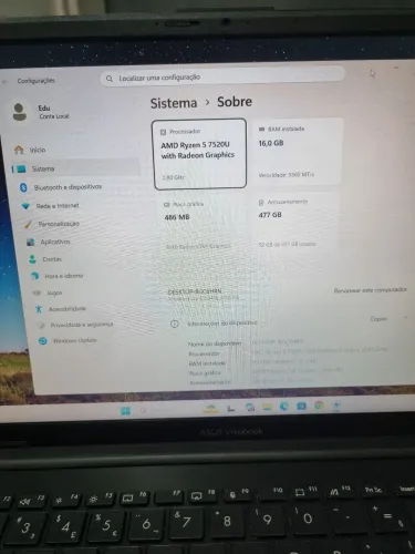 Notebook Ryzen 5 16 GB