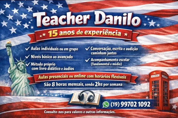 Aulas Particulares de Inglês - Horários Flexíveis 