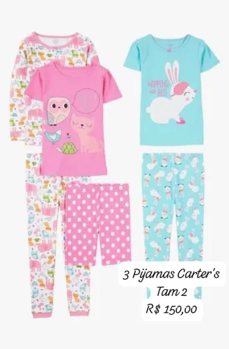 3 Pijamas menina Carter's Tam 2
