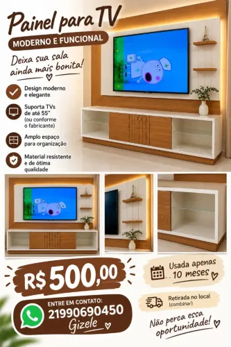 Estante painel rack tv 65 polegadas