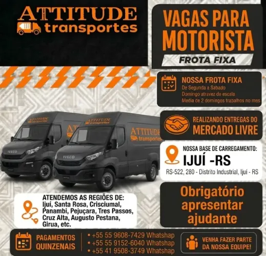 VAGA PARA MOTORISTA ENTREGADOR EM IJUI