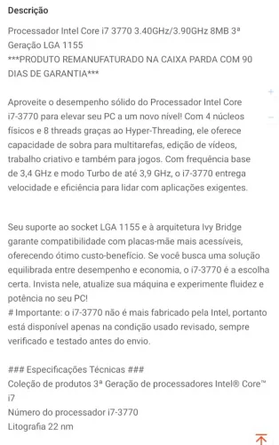 Prosesaador itel i7 3770 lga 1155