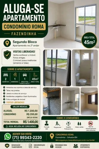 Aluguel de apartamento condomínio Roma