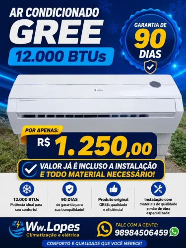 Ar condicionado GREE 9.000 bttus convencional ( valor já incluso a instalação)