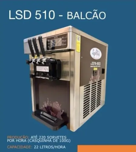 máquina profissional de sorvete expresso (tipo soft ou casquinha) no modelo balcão