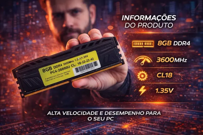 Memória RAM 8GB DDR4 3600Mhz