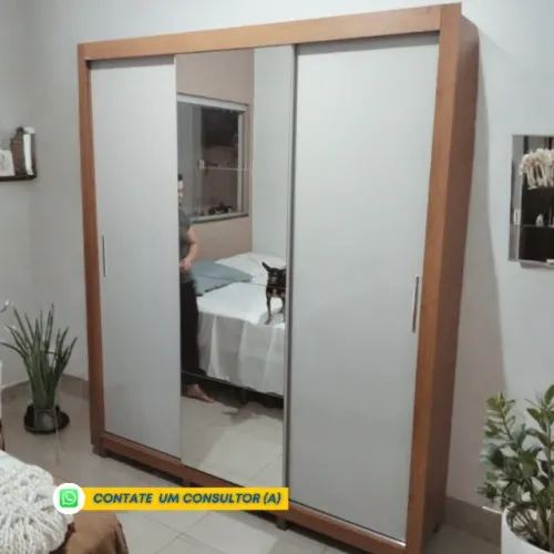 Guarda Roupa com Espelho 1.86m Largura Novo na Caixa - Montage na Hora 