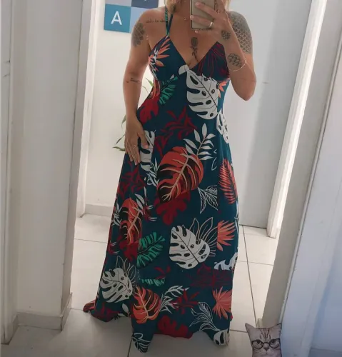 Vestido Tam G tecido Chifon com forro