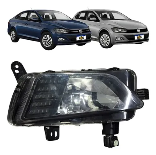 Farol De Milha Direito Polo Virtus 2017 A 2019 Máscara Negra Transparente