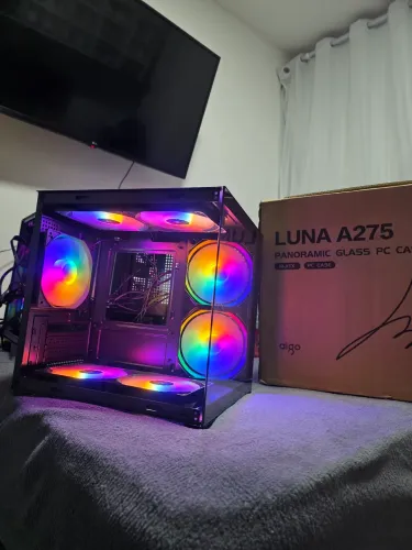 Gabinete Gamer Aquario Novo + 7 Fans RGB + Cpu Cooler Rise Mode (TUDO NOVO SEM USO)