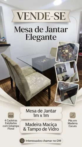 Mesa com 4 Cadeiras - Madeira Maciça