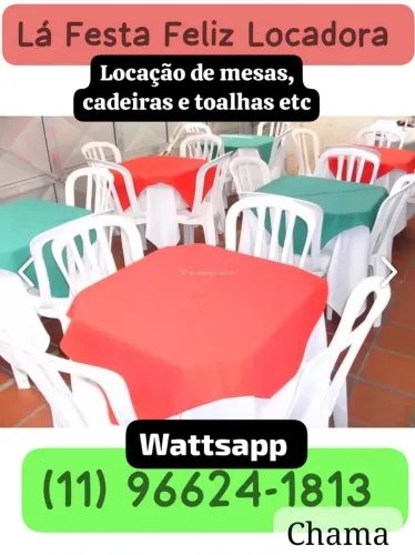 Lá Festa Feliz Locadora * Wattsapp locação mesas cadeiras Rechaud etc 