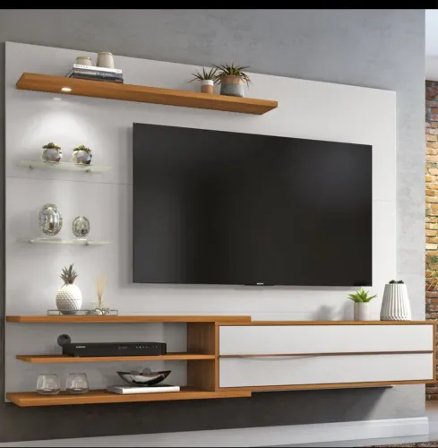 Painel para TV até 60? Notável NT1115 Off White/Freijó Trend - Semi novo