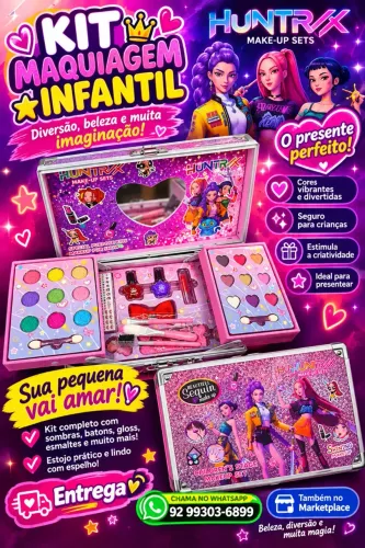 KIT MAQUIAGEM INFANTIL HUNTRX