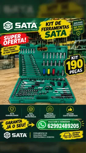 JOGO FERRAMENTAS 190 PEÇAS SATA