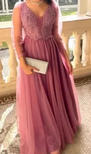 Vestido rosa chá/queimado chiffon princesa
