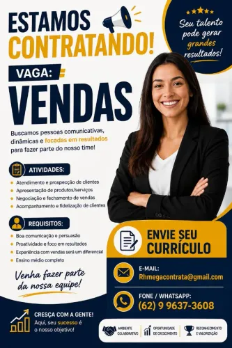 Vaga para vendas e auxiliar administrativo