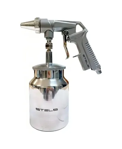 PISTOLA DE JATEAMENTO DE AREIA COM TANQUE BAIXO DE 1000ML E ROSCA 1/4" STELS