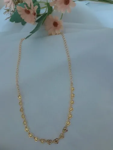 Choker Coração Diamantado Folheado a Ouro 18K