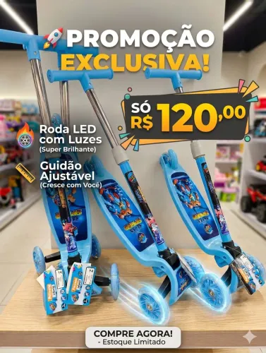 Patinete com rodas de LED