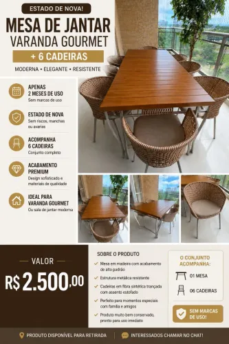 Mesa de jantar varanda gourmet