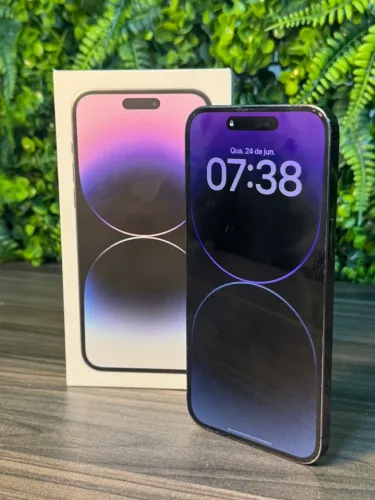 IPHONE 14 PRO MAX 128gb DEEP PURPLE IMPECÁVEL COM CAIXA E GARANTIA 