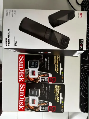 SJCAM C300 com Bateria Estendida + 2 Cartões SanDisk Extreme Pro 128GB - NOVA