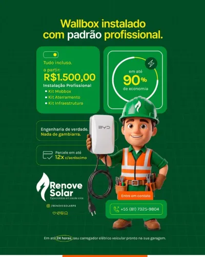 ? Wallbox Instalado com Padrão Profissional - Recife e Grande Recife