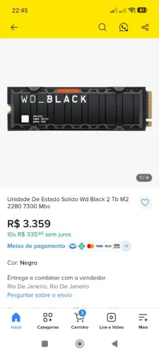SSD Nvm2 2TB WD BLACK PS5 e PC