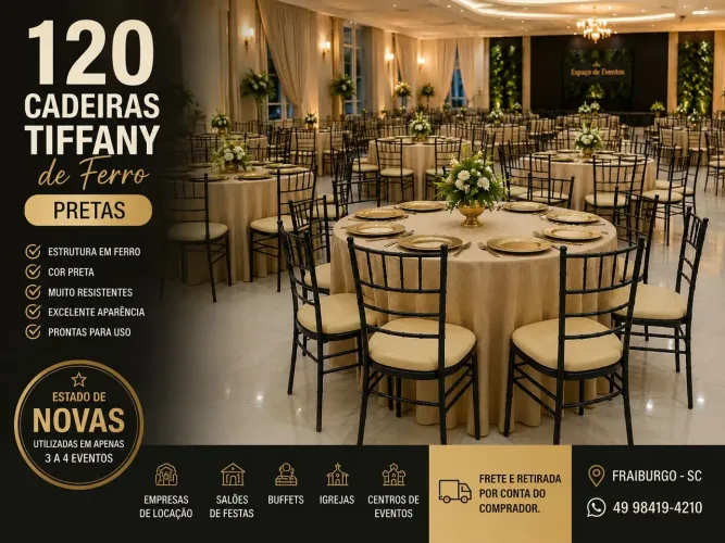 120 Cadeiras Tiffany + 15 Mesas | Estado de Nova