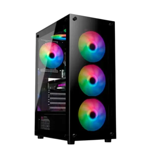Gabinete Gamer Liketec Matrix V2, 3 Fans Mid Tower, Rainbow, ATX, Preto- Loja Fs