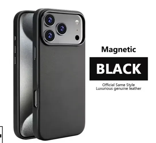 Capa de couro preta iPhone 17 Pro
