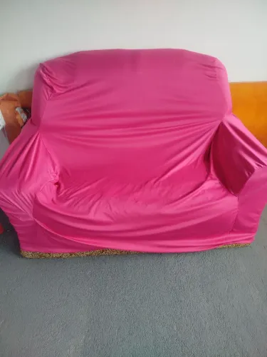 Sofá velho + capa rosa inclusa