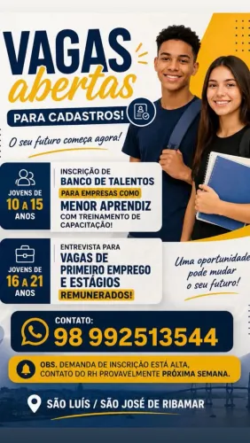 Vagas abertas.