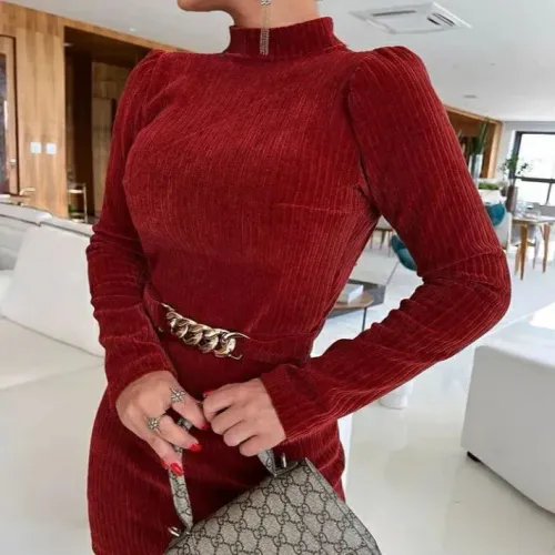 Vestido Curto Vermelho Inverno