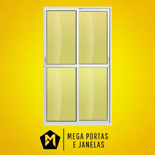 Porta Sacada Duas folhas Alumínio Branco - Linha 25 (Completa)