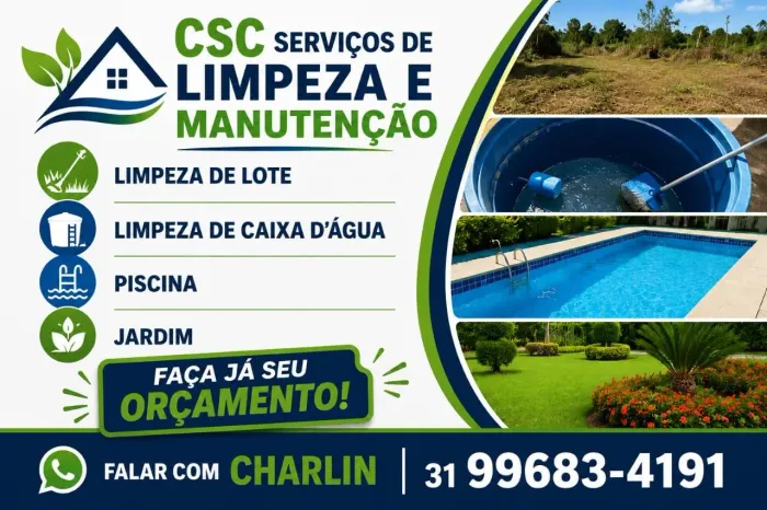 Faço limpeza de piscina, jardim, caixa d'água e lote 
