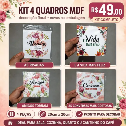 Kit placas decorativas MDF com frases