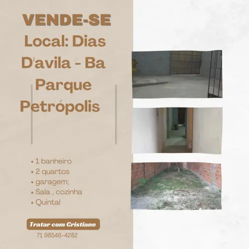 Vendo casa em Dias D'avila atrás da madeireira são Lucas 200 metros do ponto de ônibus 