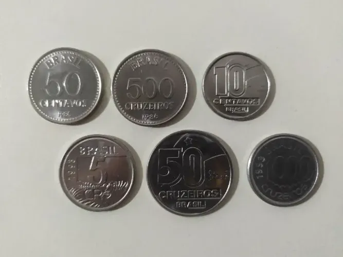 Brasil Lote Com 6 Moedas 1986 Cruzeiros