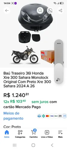 Baú Honda 36litros