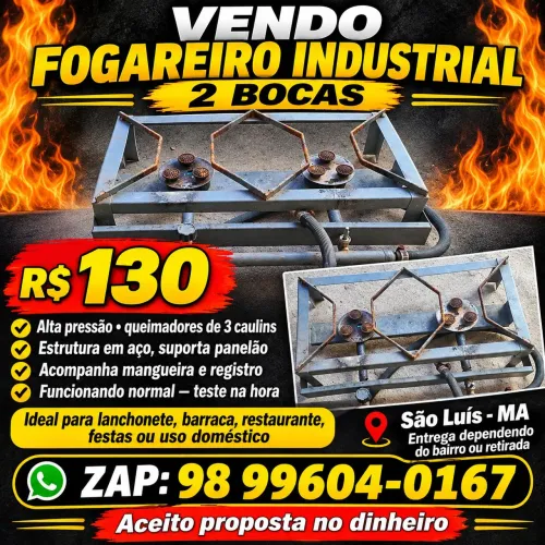 Vendo Fogão 02 bocas industrial 