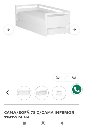 Sofá Cama Teen c Auxiliar e Colchões TOK STOK