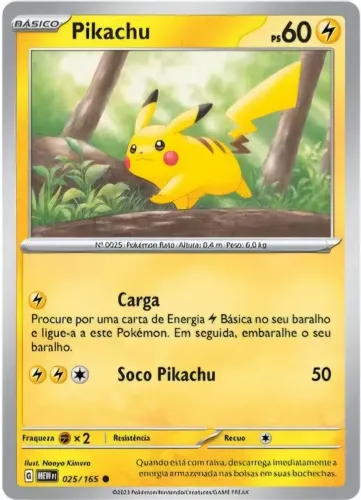 Carta Pokemon Pikachu 025/165 Escarlate E Violeta 151 Copag