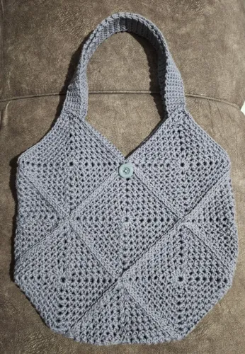 Bolsa Square de Crochê - cor Cinza
