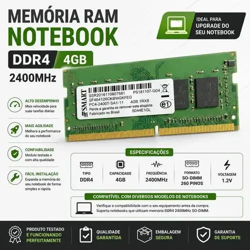 Memória DDR4 4Gb 2400mhz Notebook Smart