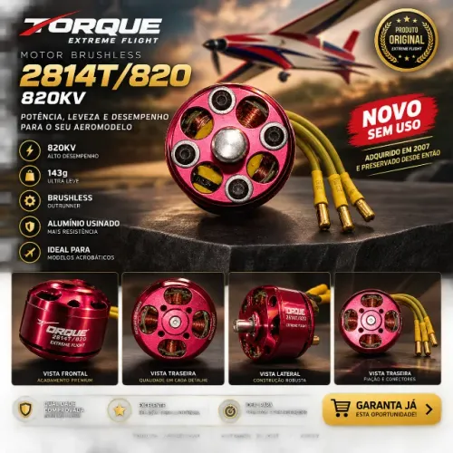 MOTOR BRUSHLESS TORQUE 2814T/820 - EXTREME FLIGHT - 820KV | NOVO