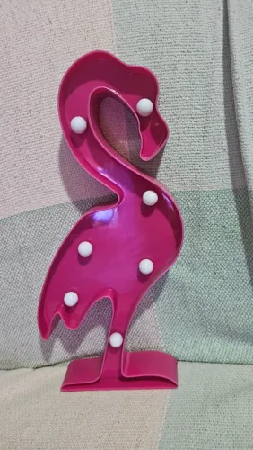 "Luminária Abajur LED Flamingo Rosa Decorativa - Mesa ou Parede"