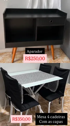 Mesa 4 cadeiras e Aparador