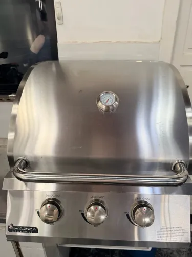 Churrasqueira a Gás Mikazza Home Grill Inox + Botijão Incluso
